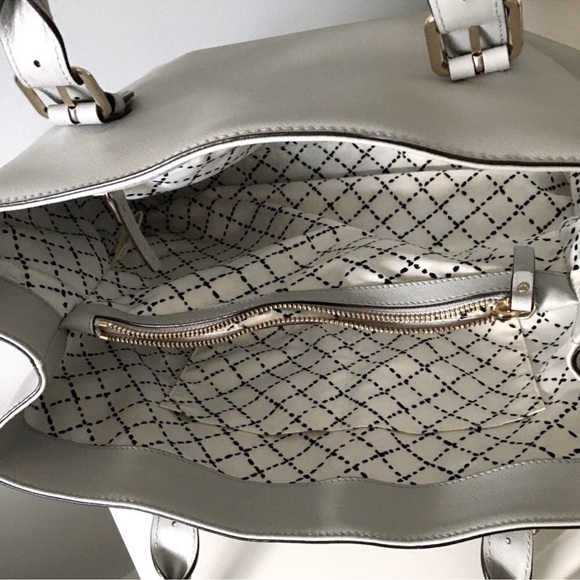 Kate Spade Cove Street Ariel Cliff Grey Silver Trim Tote Bag - Picture 3 of 12